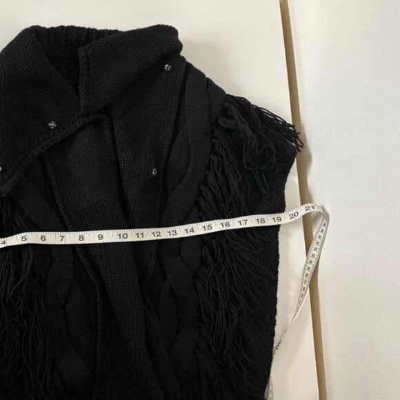 m.o.l  knits Vest Sweater Medium Fringe Open Weave Boho Gothic Festival Indie - Picture 5 of 12